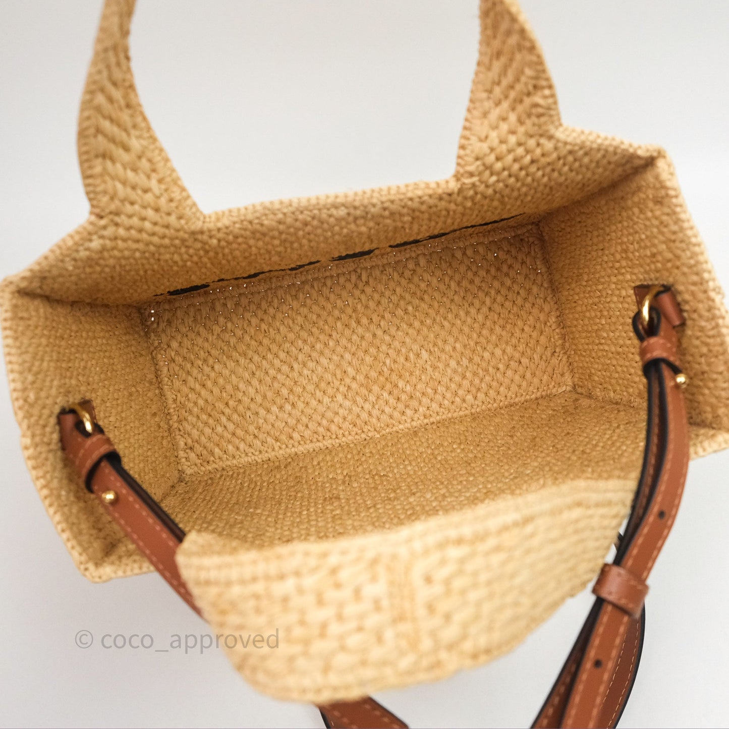Loewe Small Font Tote In Raffia