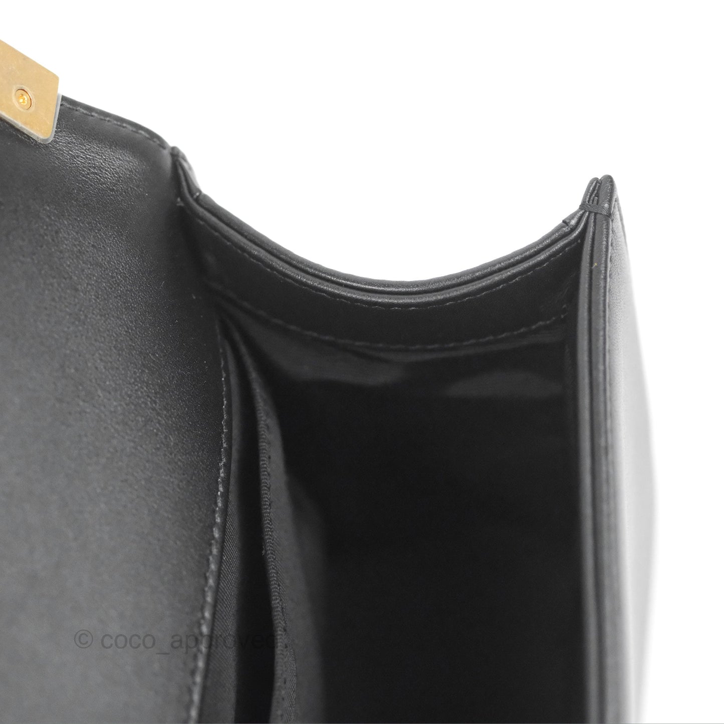 Chanel Quilted Medium Boy Black Calfskin Aged Gold Hardware
