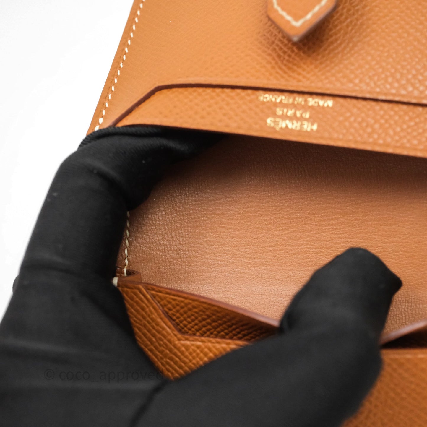 Hermes Bearn Mini Wallet Gold Epsom Gold Hardware