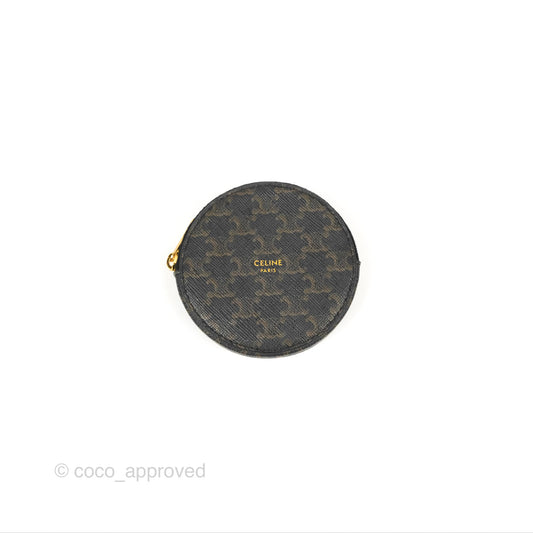 Celine Round Zip Coin Purse Triomphe Canvas