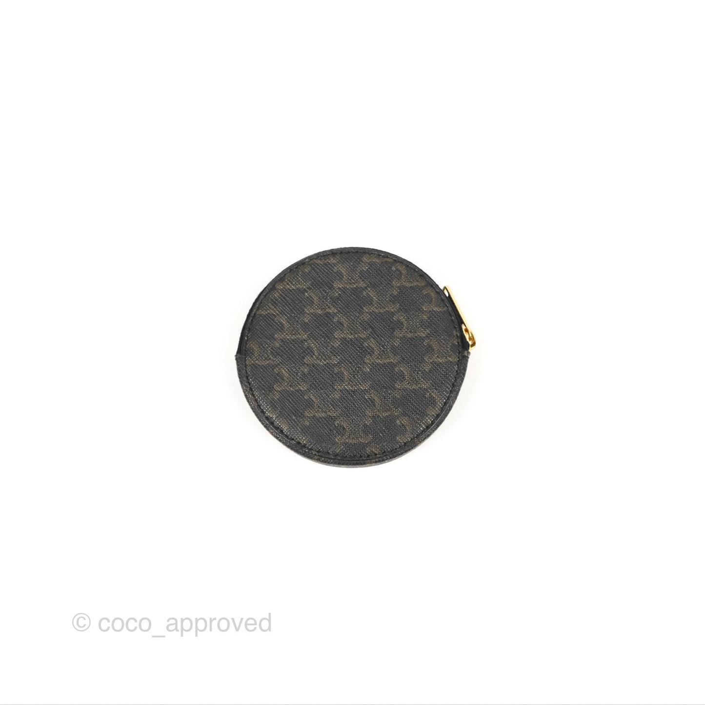 Celine Round Zip Coin Purse Triomphe Canvas