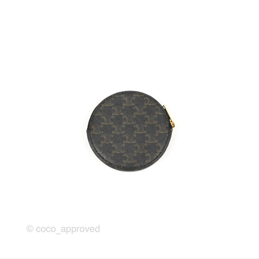 Celine Round Zip Coin Purse Triomphe Canvas
