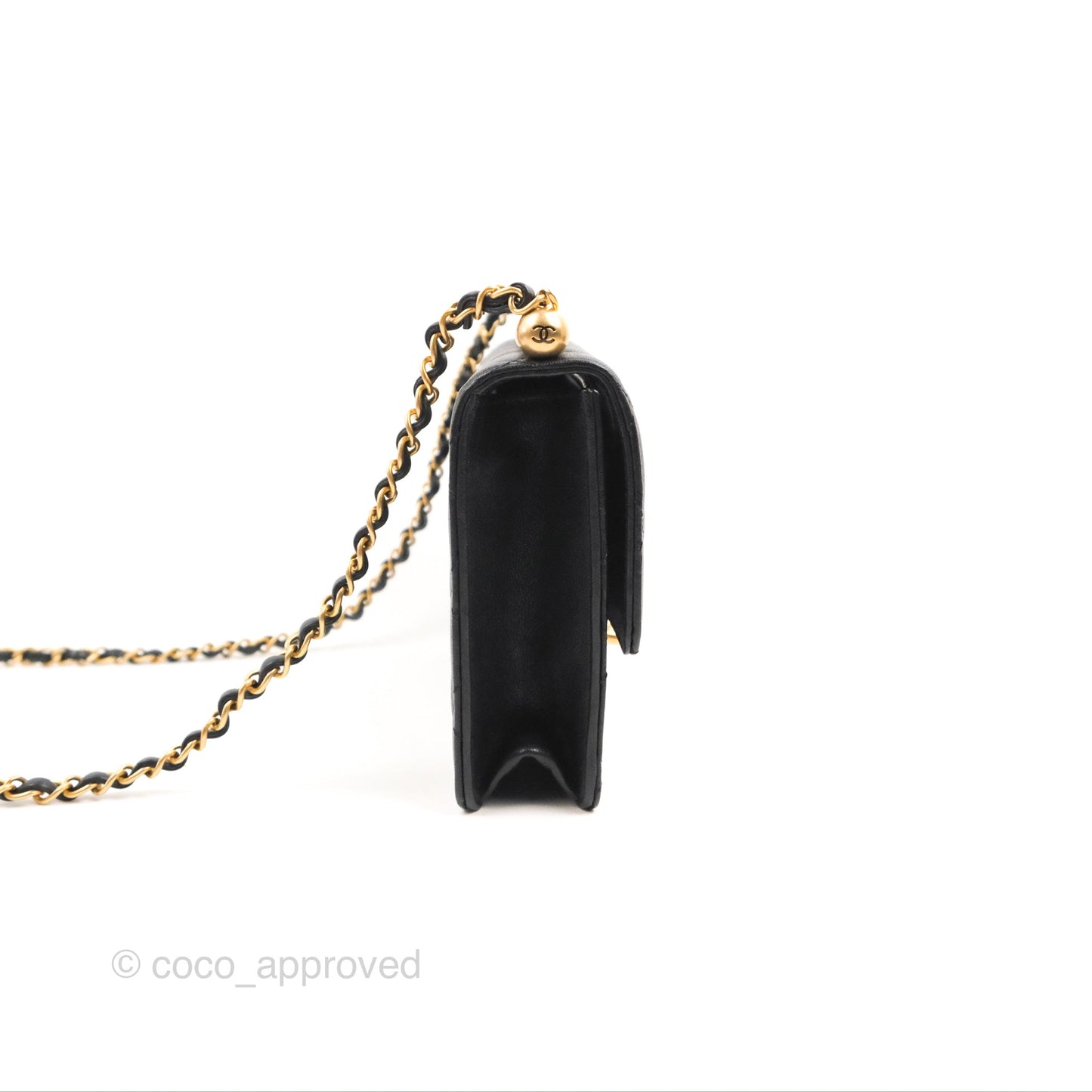 Chanel Small Quilted Chic Pearls Flap Black Goatskin Aged Gold Hardware