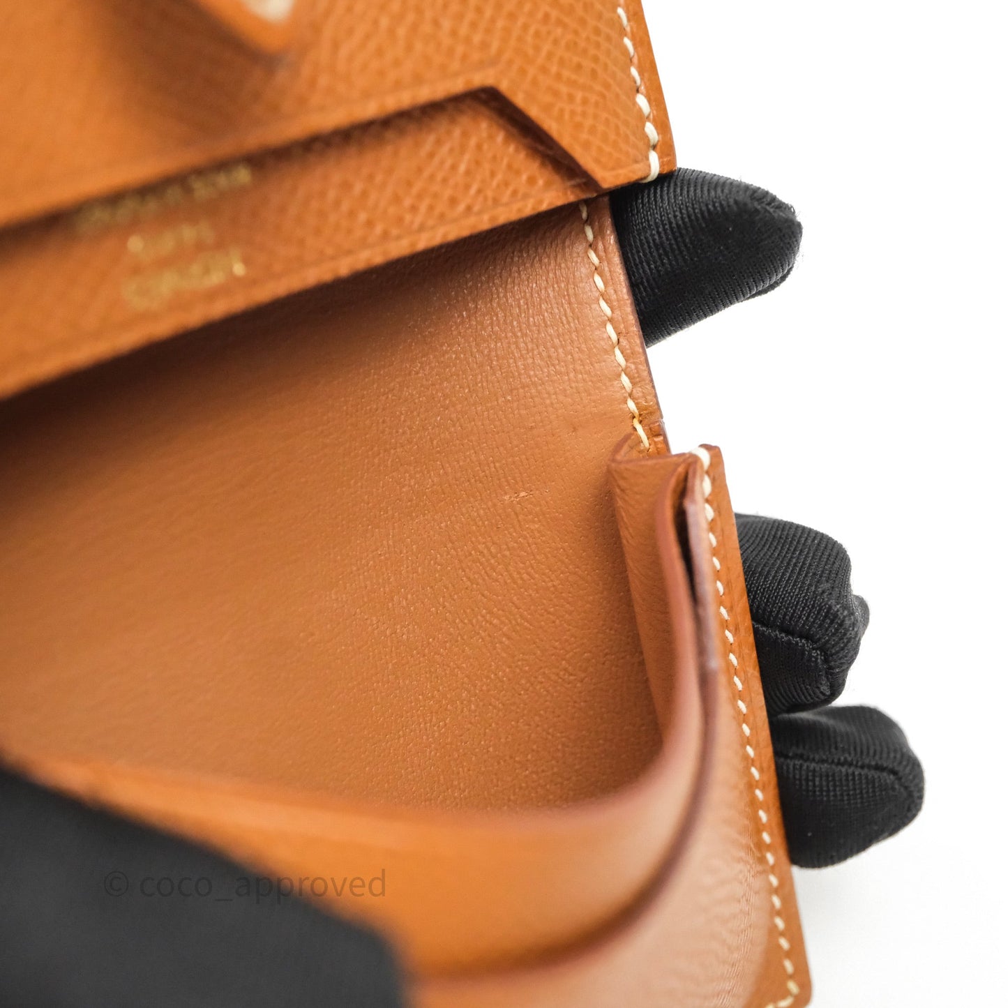 Hermes Bearn Mini Wallet Gold Epsom Gold Hardware