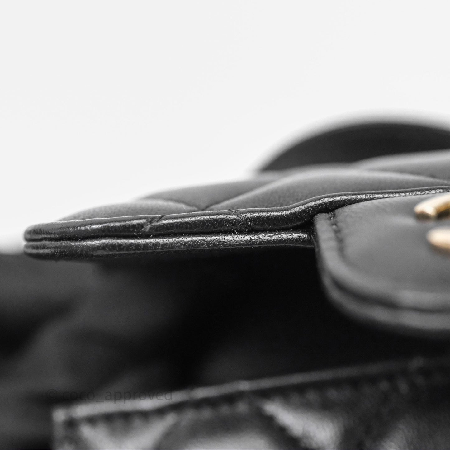 Chanel Mini Handle Clutch With Chain Black Lambskin Gold Hardware