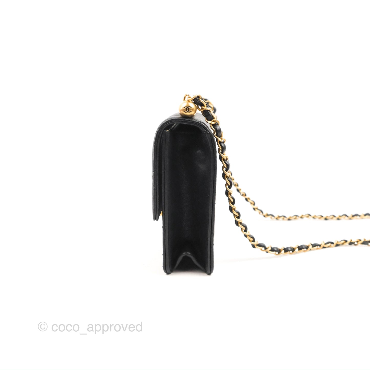 Chanel Small Quilted Chic Pearls Flap Black Goatskin Aged Gold Hardware