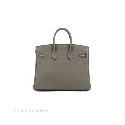 Hermes Birkin 25 Retourne Etain Togo Rose Gold Hardware