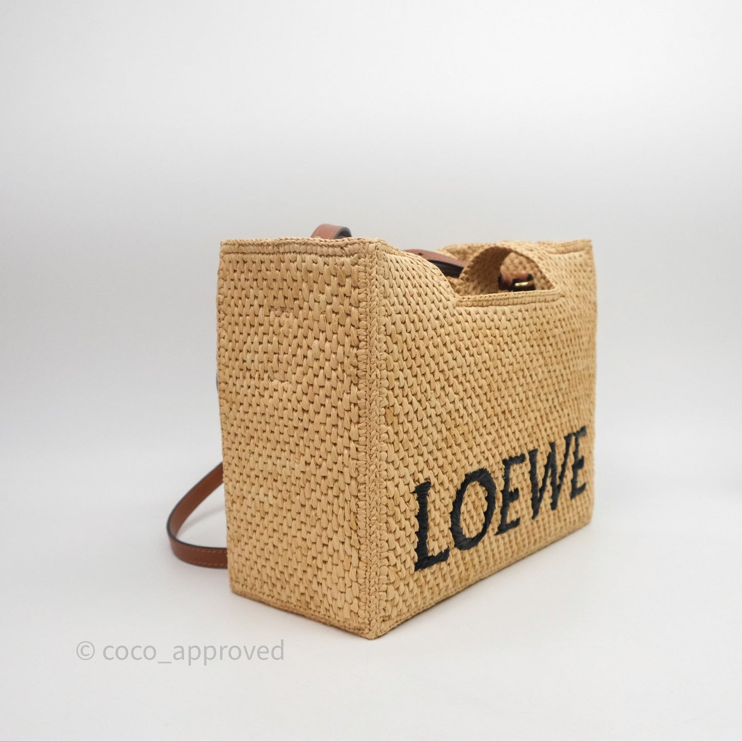 Loewe Small Font Tote In Raffia
