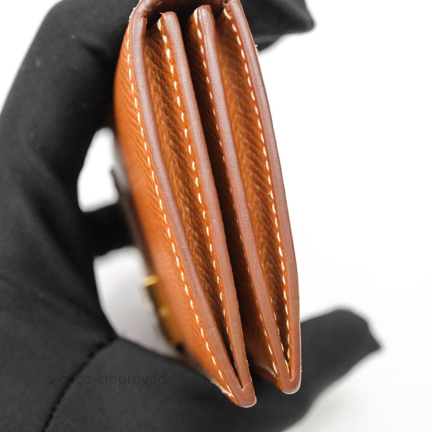 Hermes Bearn Mini Wallet Gold Epsom Gold Hardware