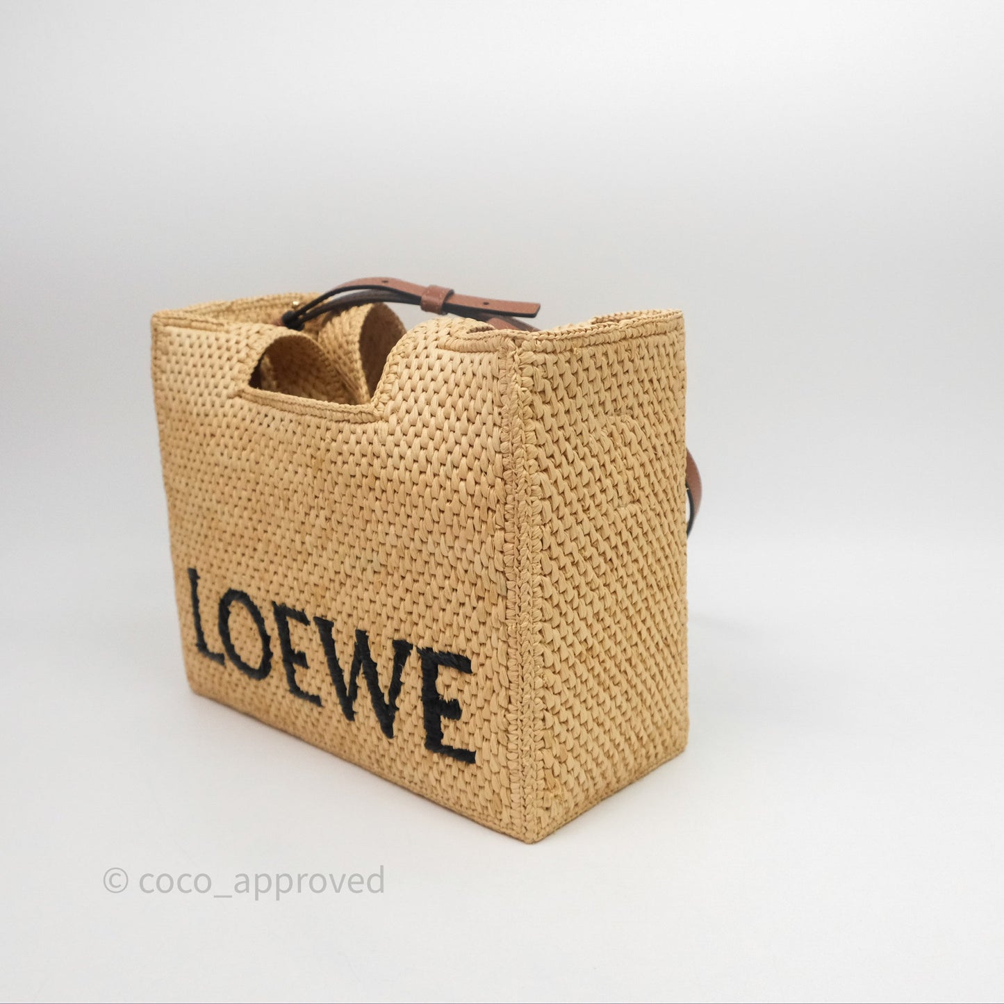 Loewe Small Font Tote In Raffia
