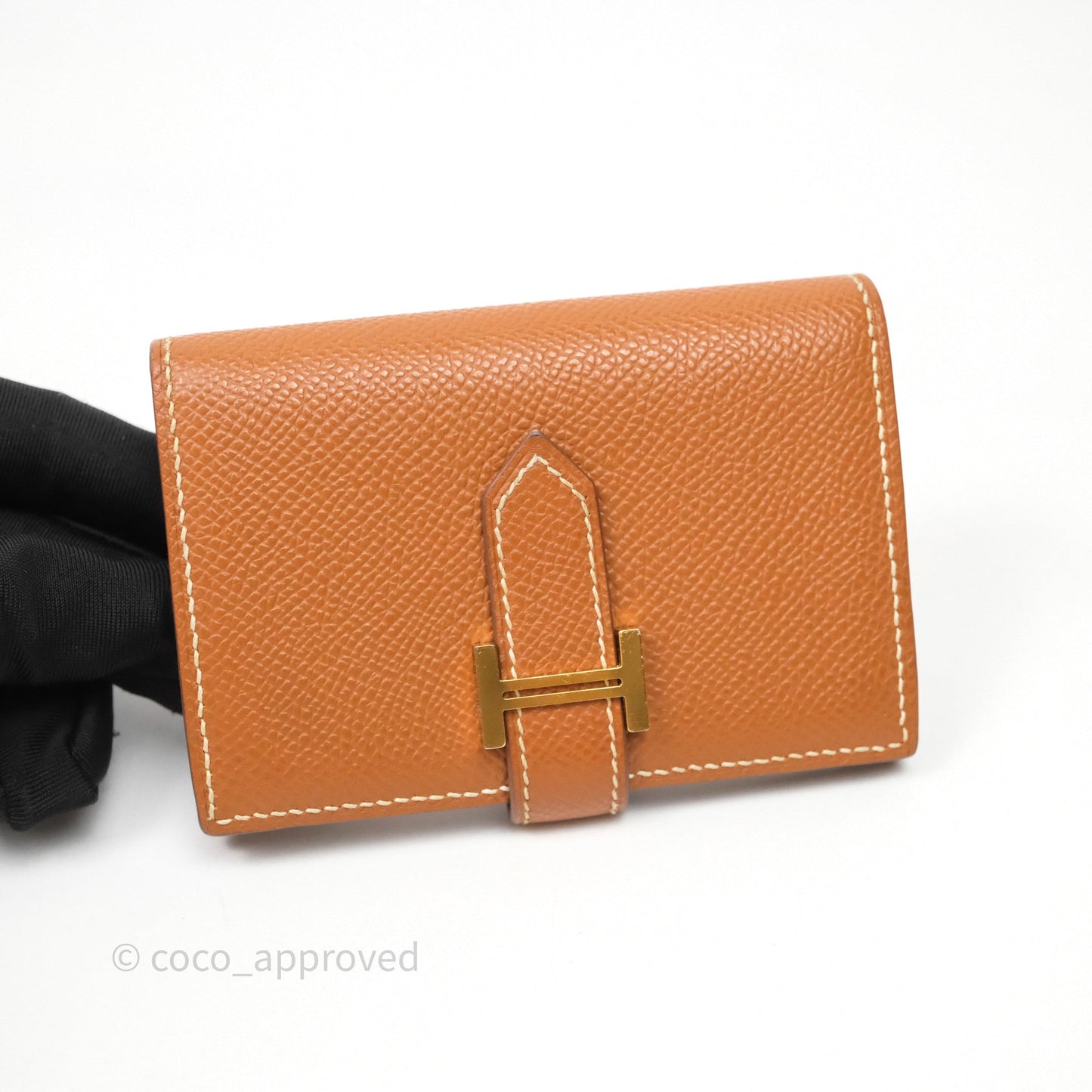 Hermes Bearn Mini Wallet Gold Epsom Gold Hardware