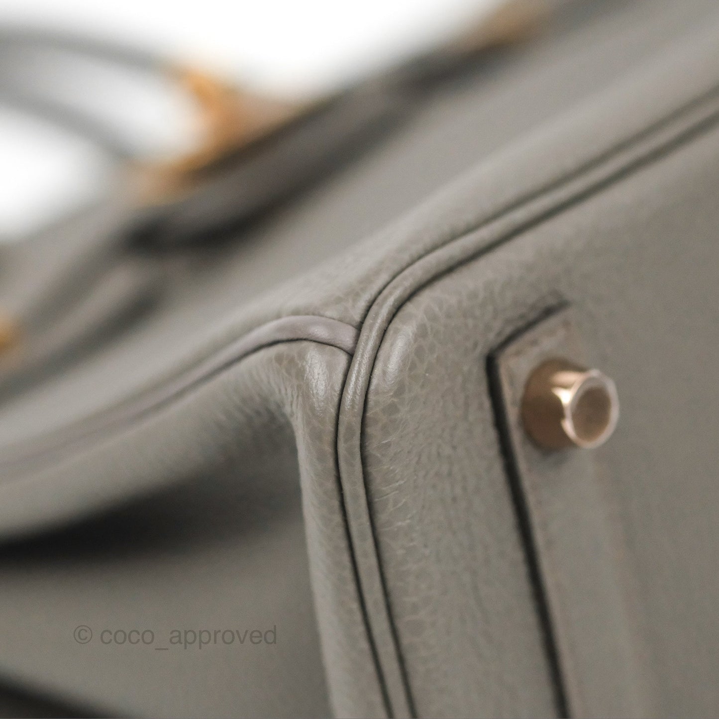 Hermes Birkin 25 Retourne Etain Togo Rose Gold Hardware