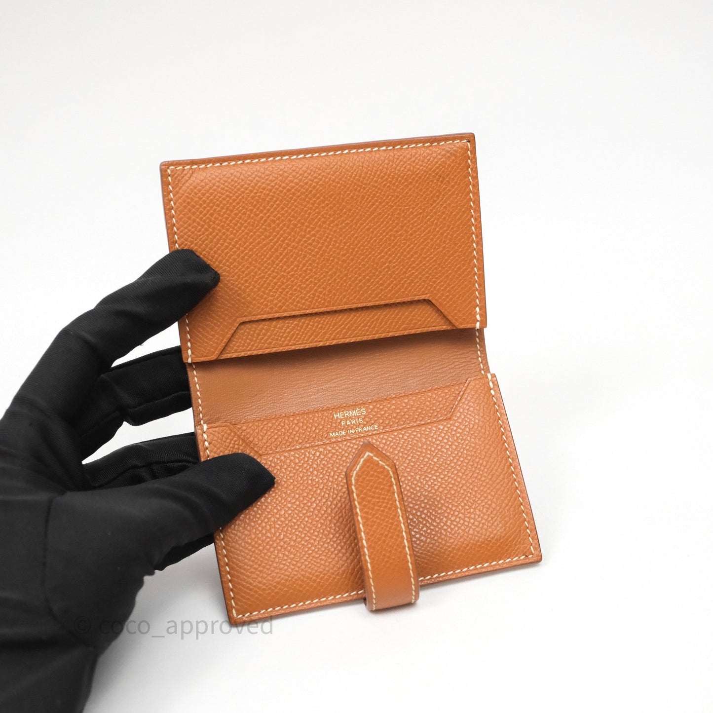 Hermes Bearn Mini Wallet Gold Epsom Gold Hardware