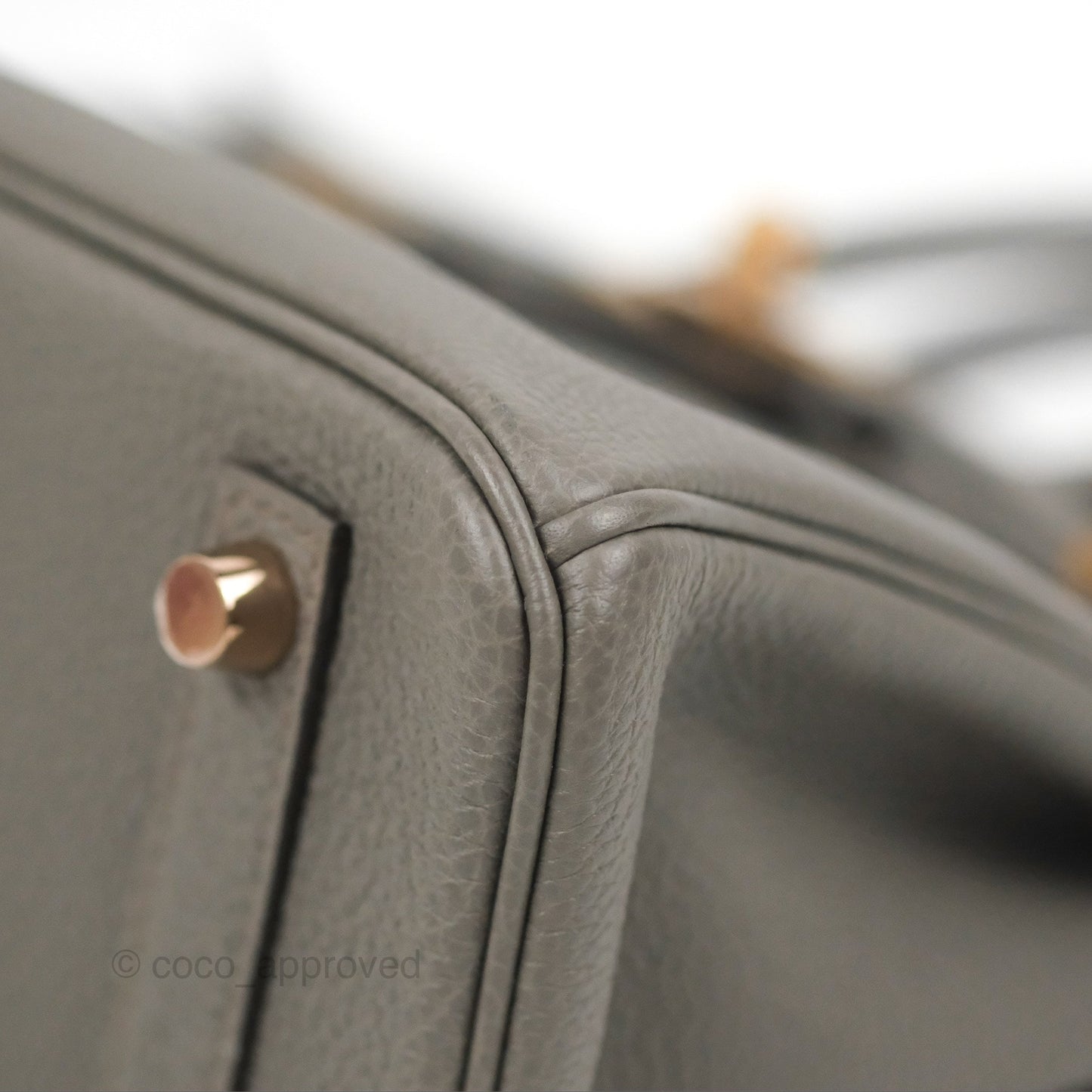 Hermes Birkin 25 Retourne Etain Togo Rose Gold Hardware