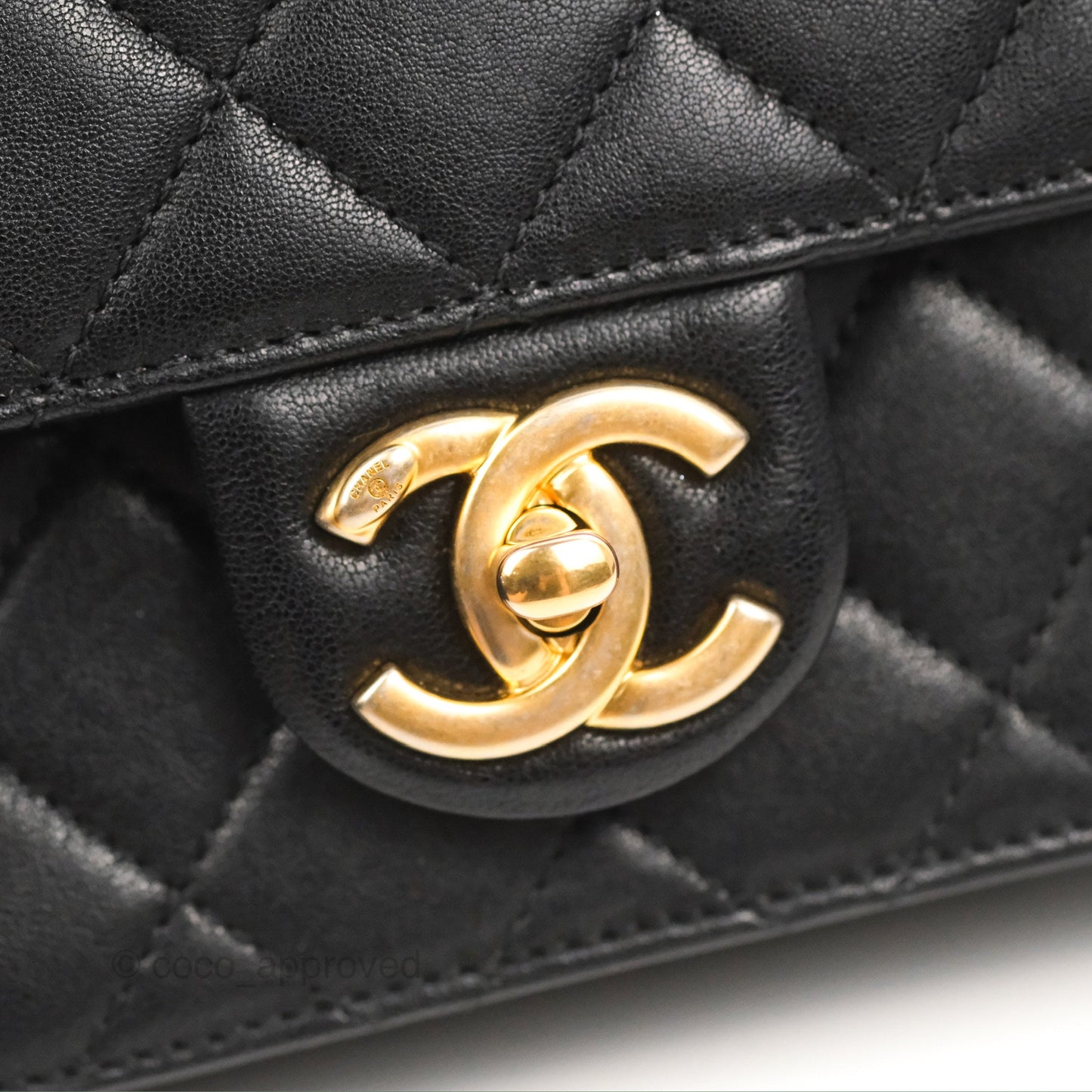 Chanel Small Quilted Chic Pearls Flap Black Goatskin Aged Gold Hardware