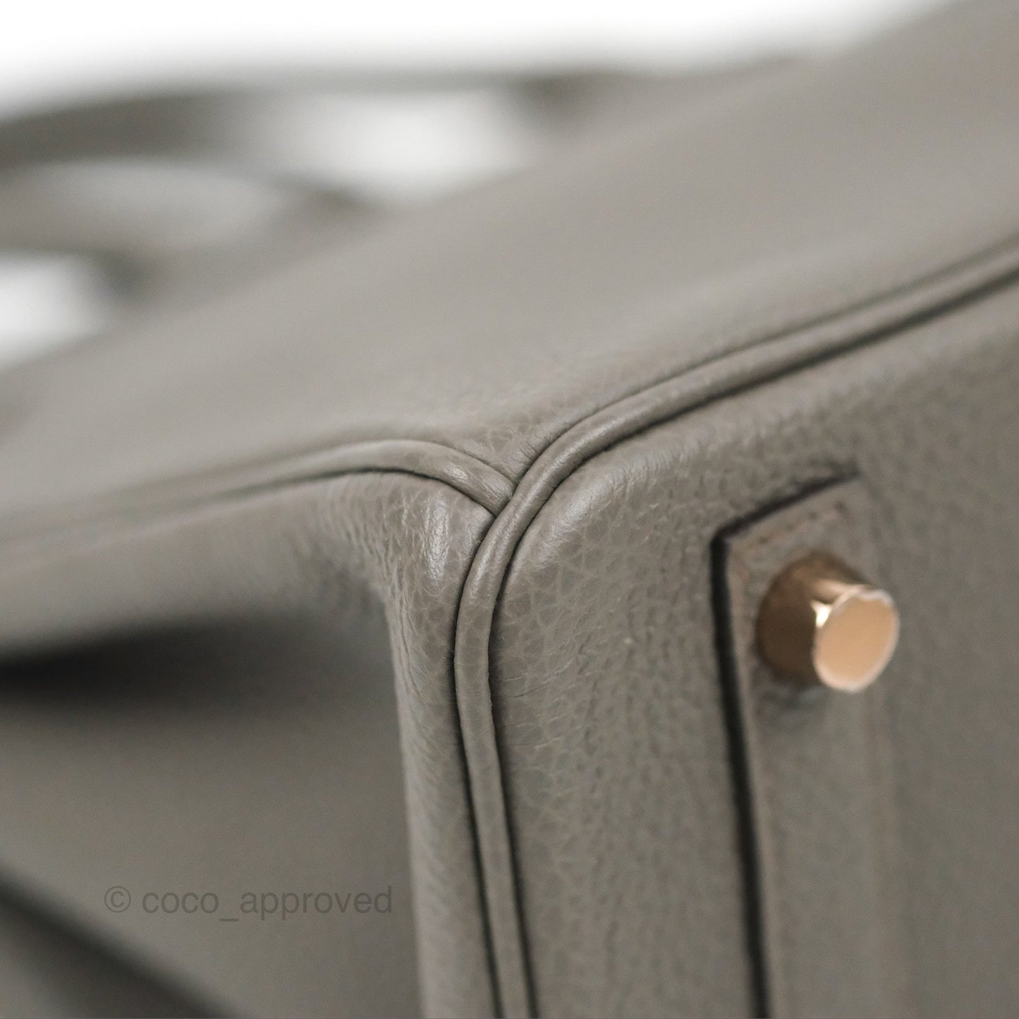 Hermes Birkin 25 Retourne Etain Togo Rose Gold Hardware