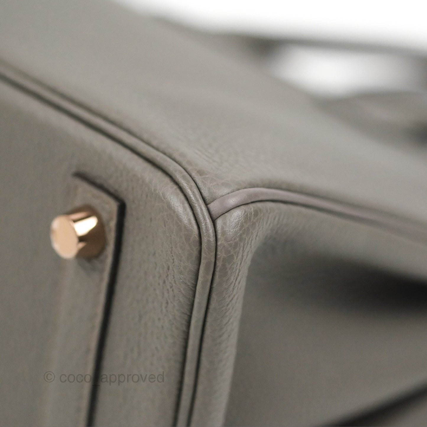 Hermes Birkin 25 Retourne Etain Togo Rose Gold Hardware