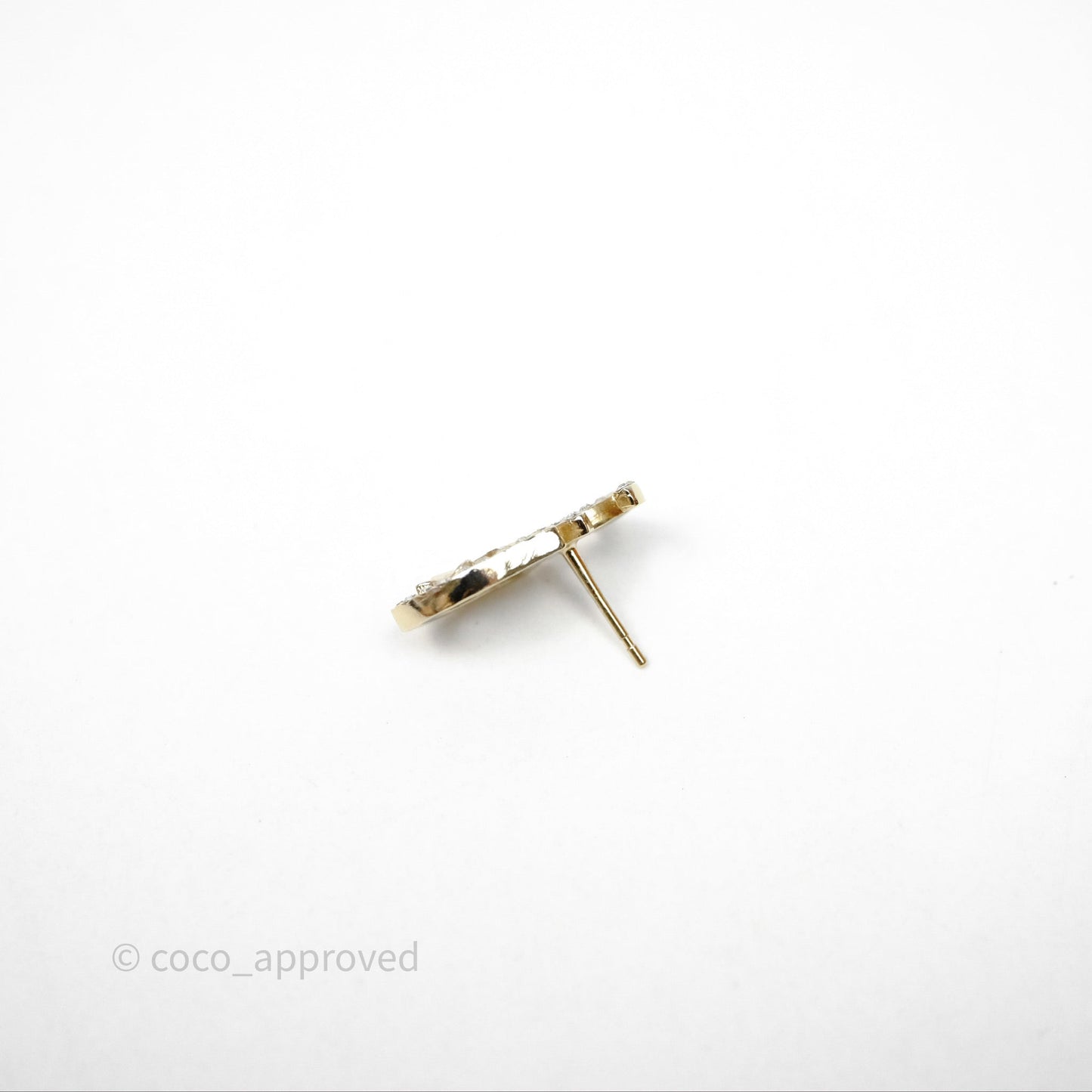 Chanel CC Crystals Clover Shield Earrings Gold Tone 20B
