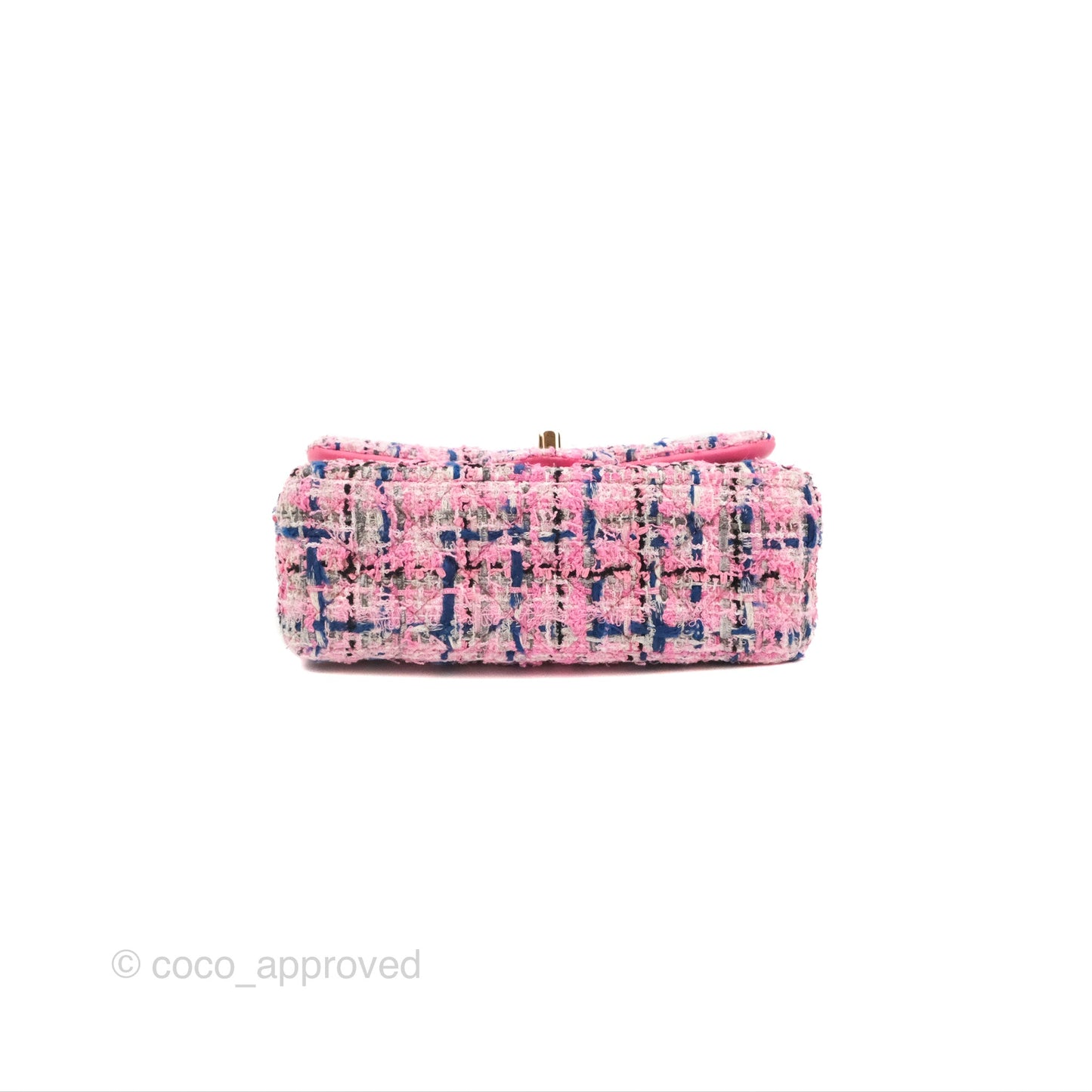 Chanel Quilted Mini Rectangular Flap Pink/Blue Tweed Gold Hardware 23