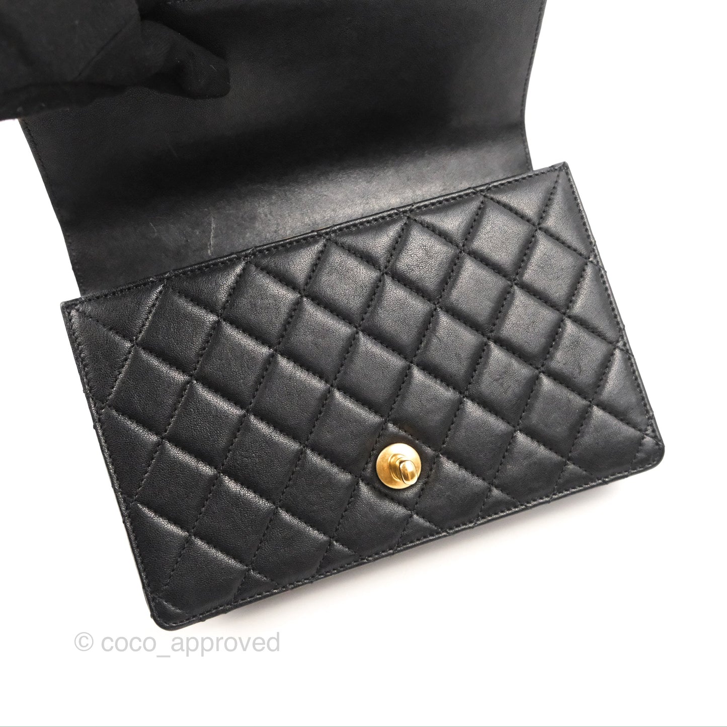Chanel Small Quilted Chic Pearls Flap Black Goatskin Aged Gold Hardware