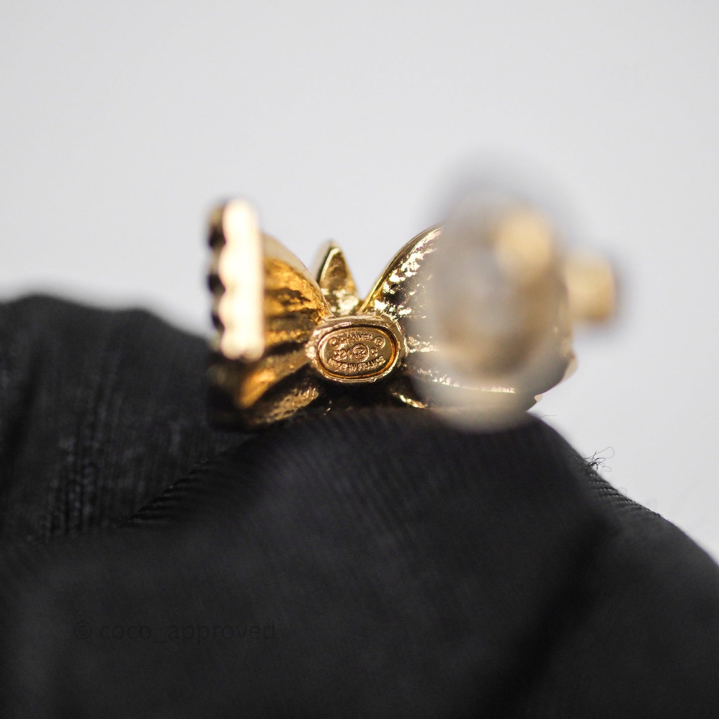 Chanel Star Wings Crystal CC Ear Clips Gold Tone 24C