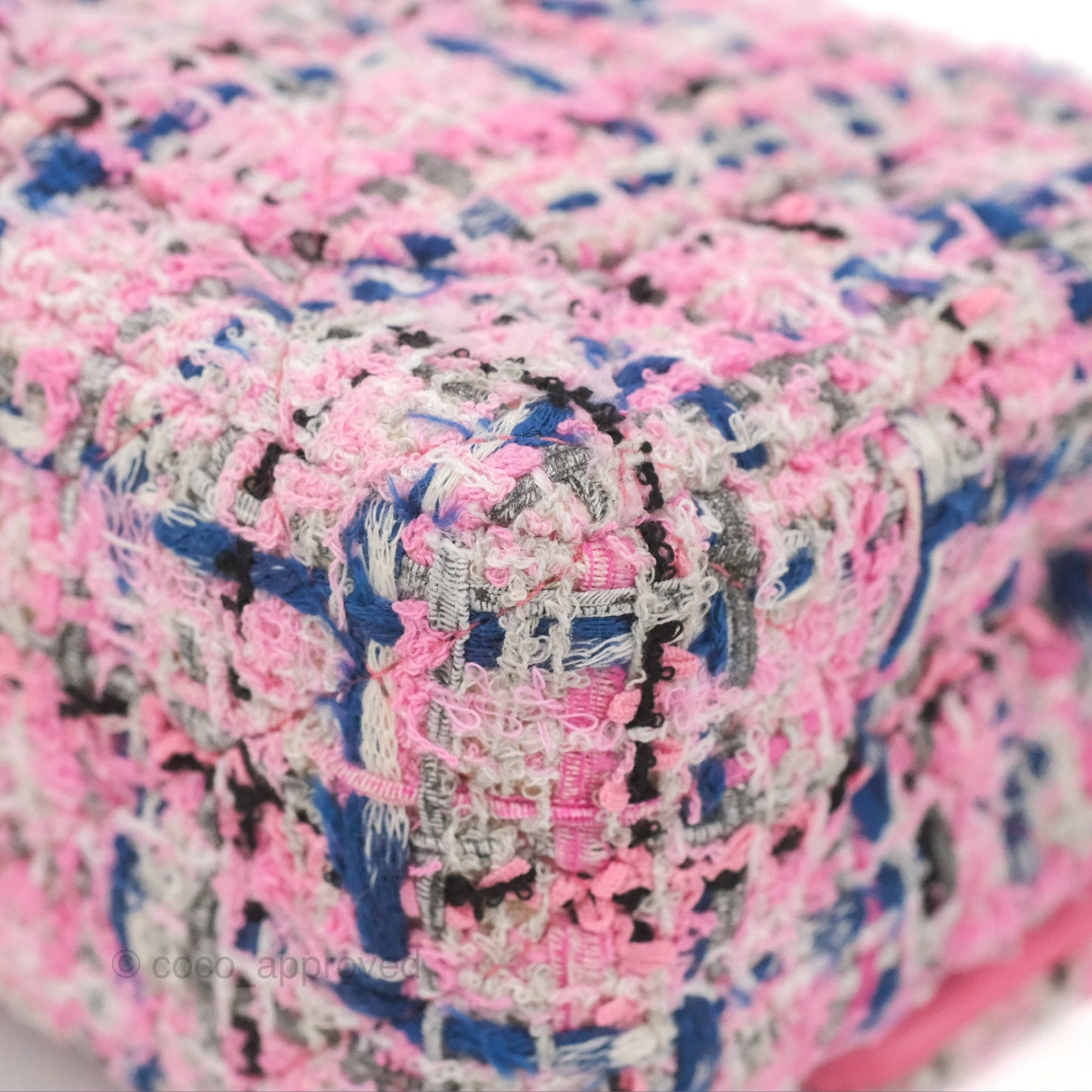 Chanel Quilted Mini Rectangular Flap Pink/Blue Tweed Gold Hardware 23