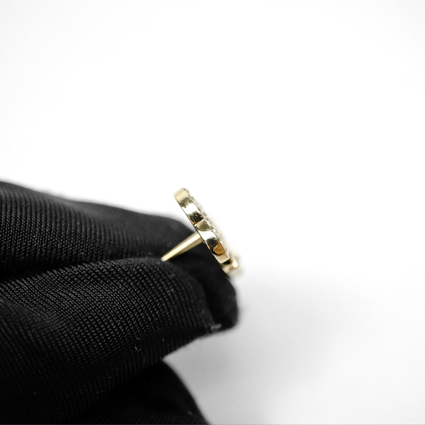 Chanel CC Crystals Clover Shield Earrings Gold Tone 20B