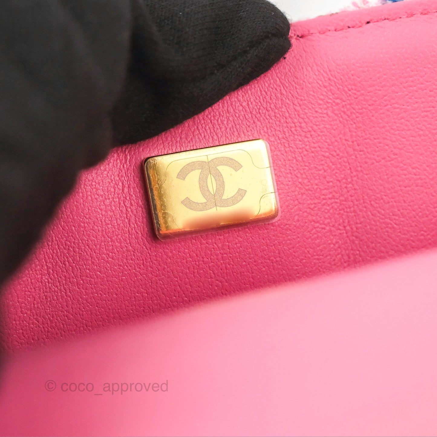 Chanel Quilted Mini Rectangular Flap Pink/Blue Tweed Gold Hardware 23