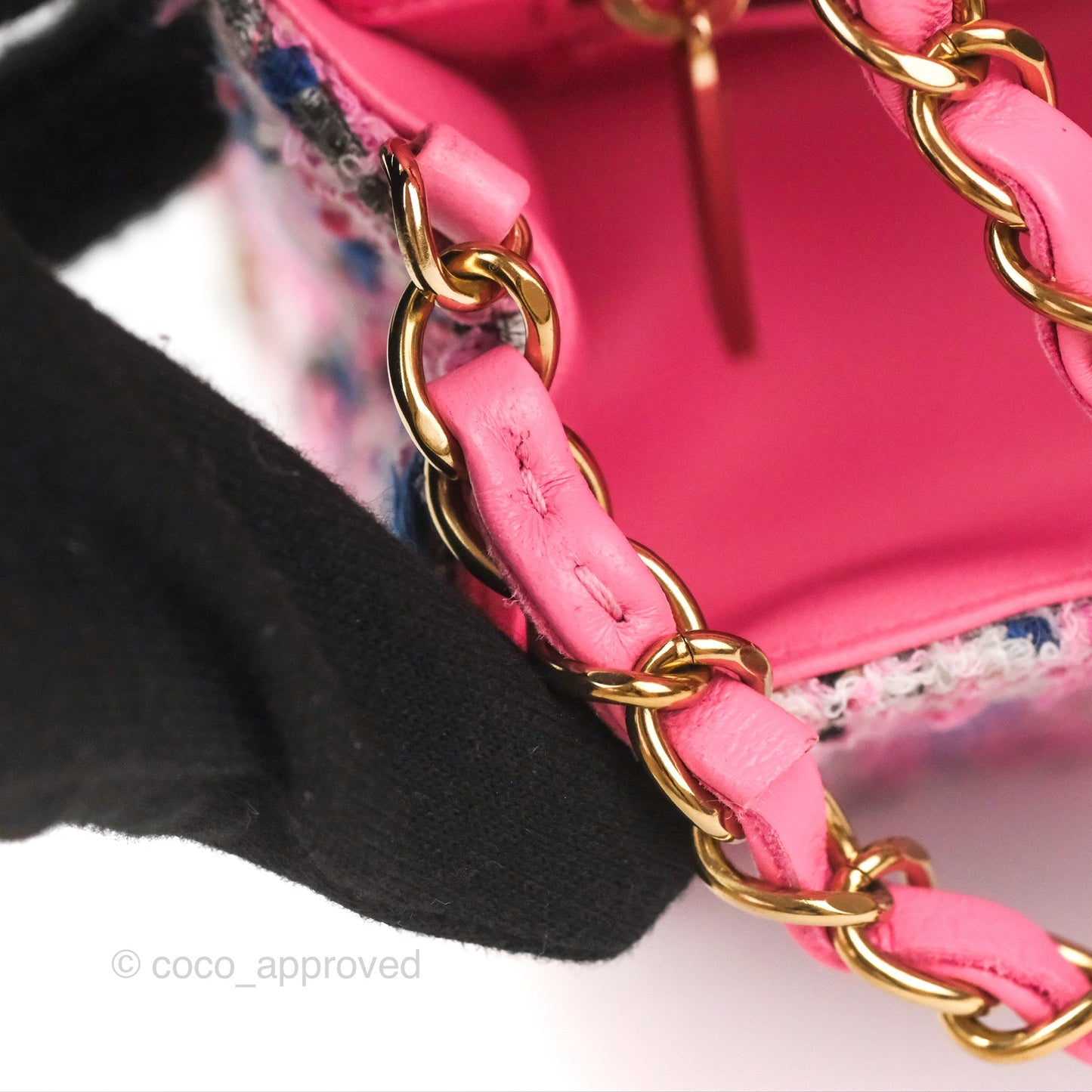 Chanel Quilted Mini Rectangular Flap Pink/Blue Tweed Gold Hardware 23