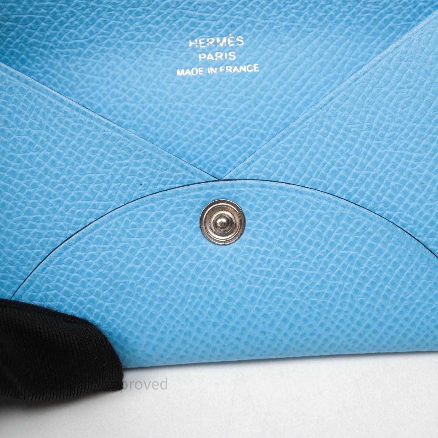 Hermès Calvi Card Holder Celeste 7N Epsom