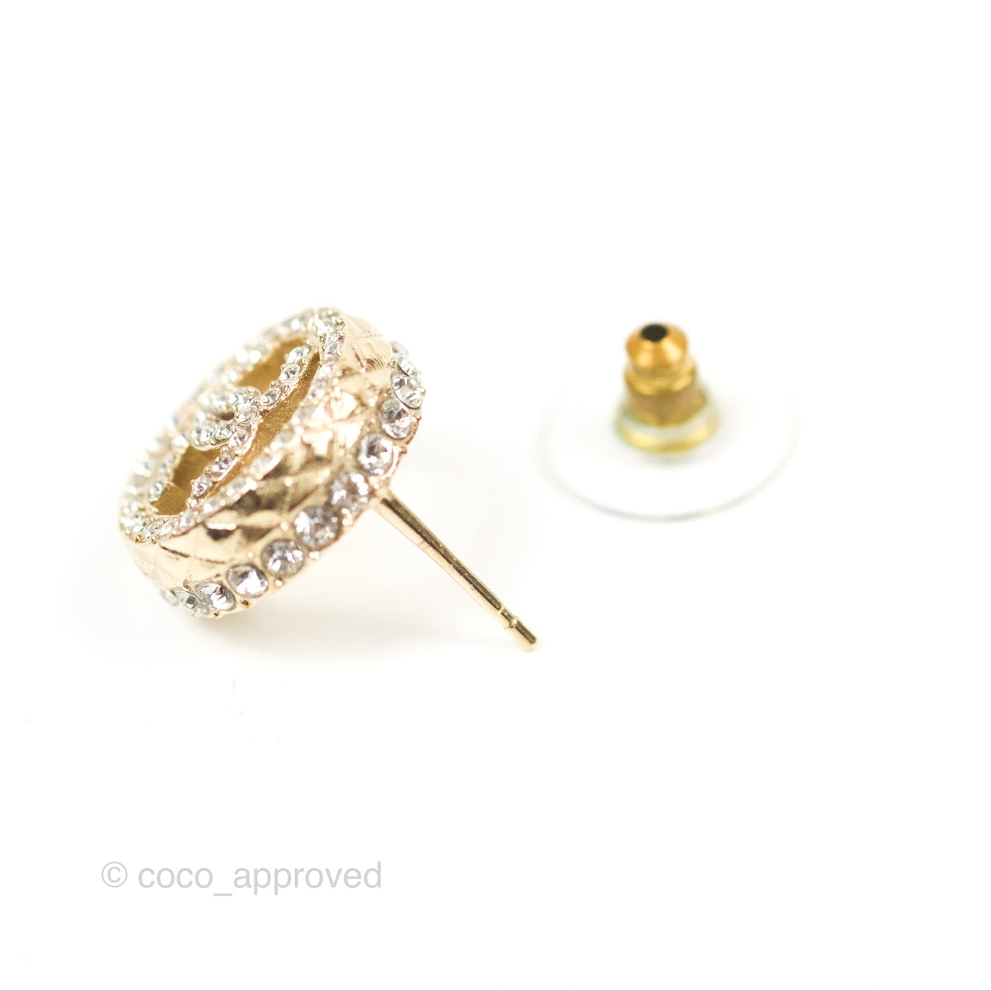 Chanel Round CC Crystal Earrings Gold Tone 22S