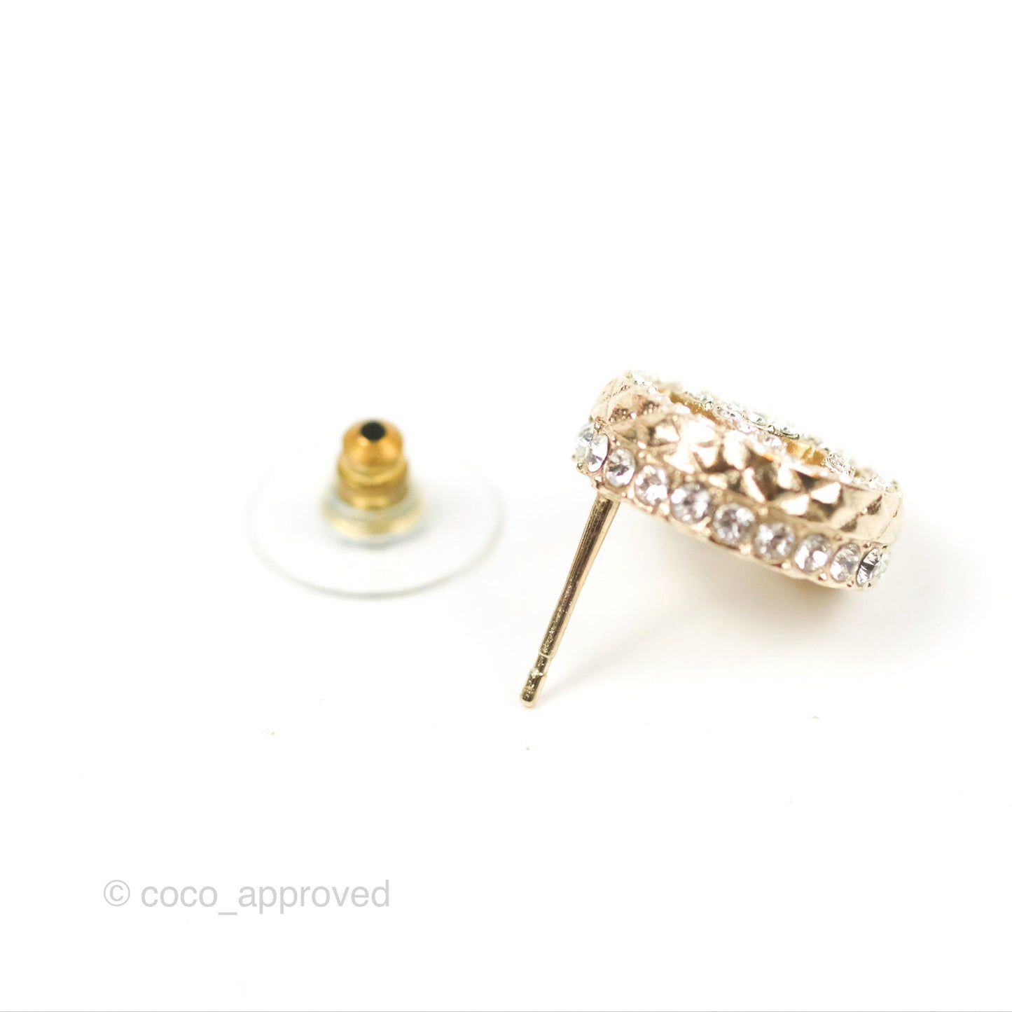 Chanel Round CC Crystal Earrings Gold Tone 22S
