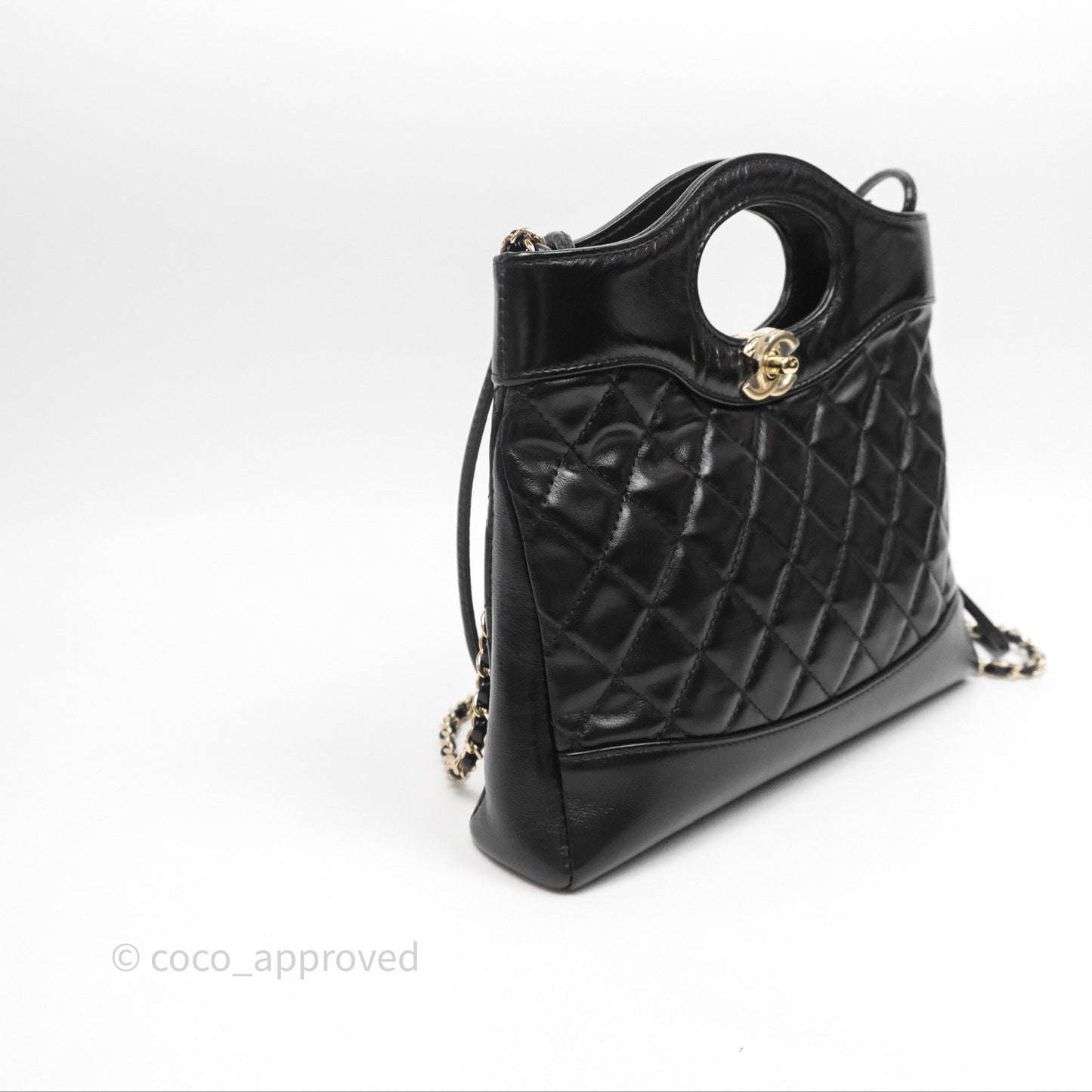 Chanel 31 Mini Black Shiny Lambskin Gold Hardware