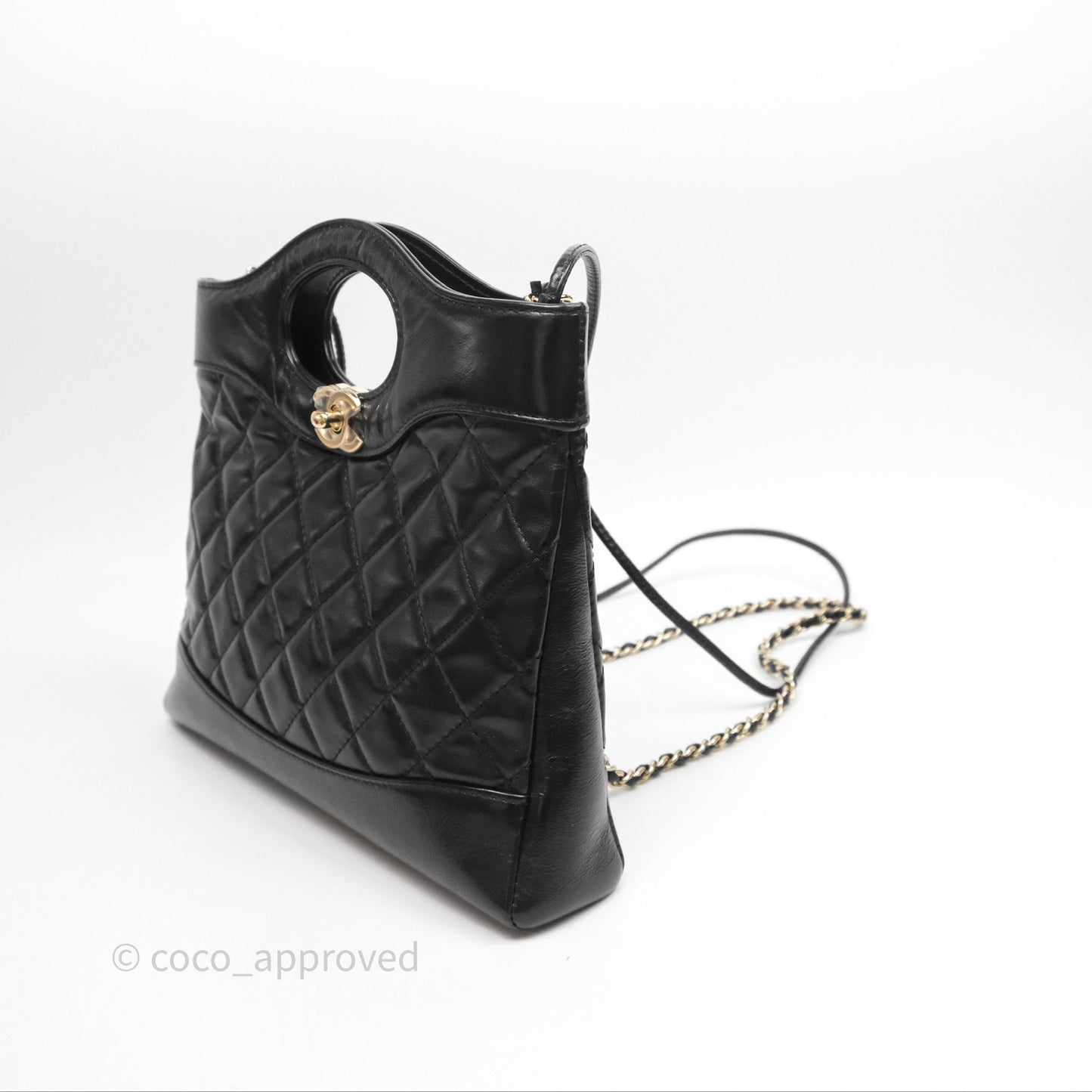 Chanel 31 Mini Black Shiny Lambskin Gold Hardware