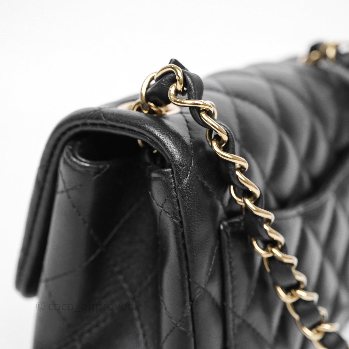 Chanel Mini Square Quilted Black Lambskin Gold Hardware