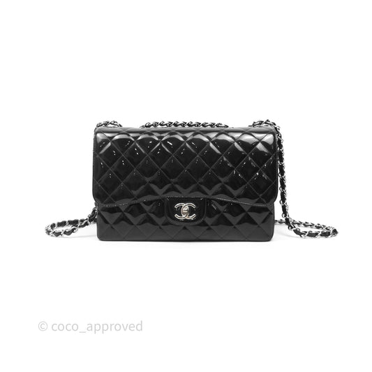Chanel Jumbo Single Flap Black Patent Silver Hardware⁣⁣