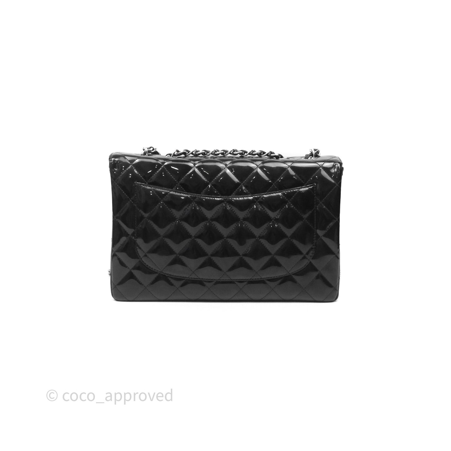 Chanel Jumbo Single Flap Black Patent Silver Hardware⁣⁣