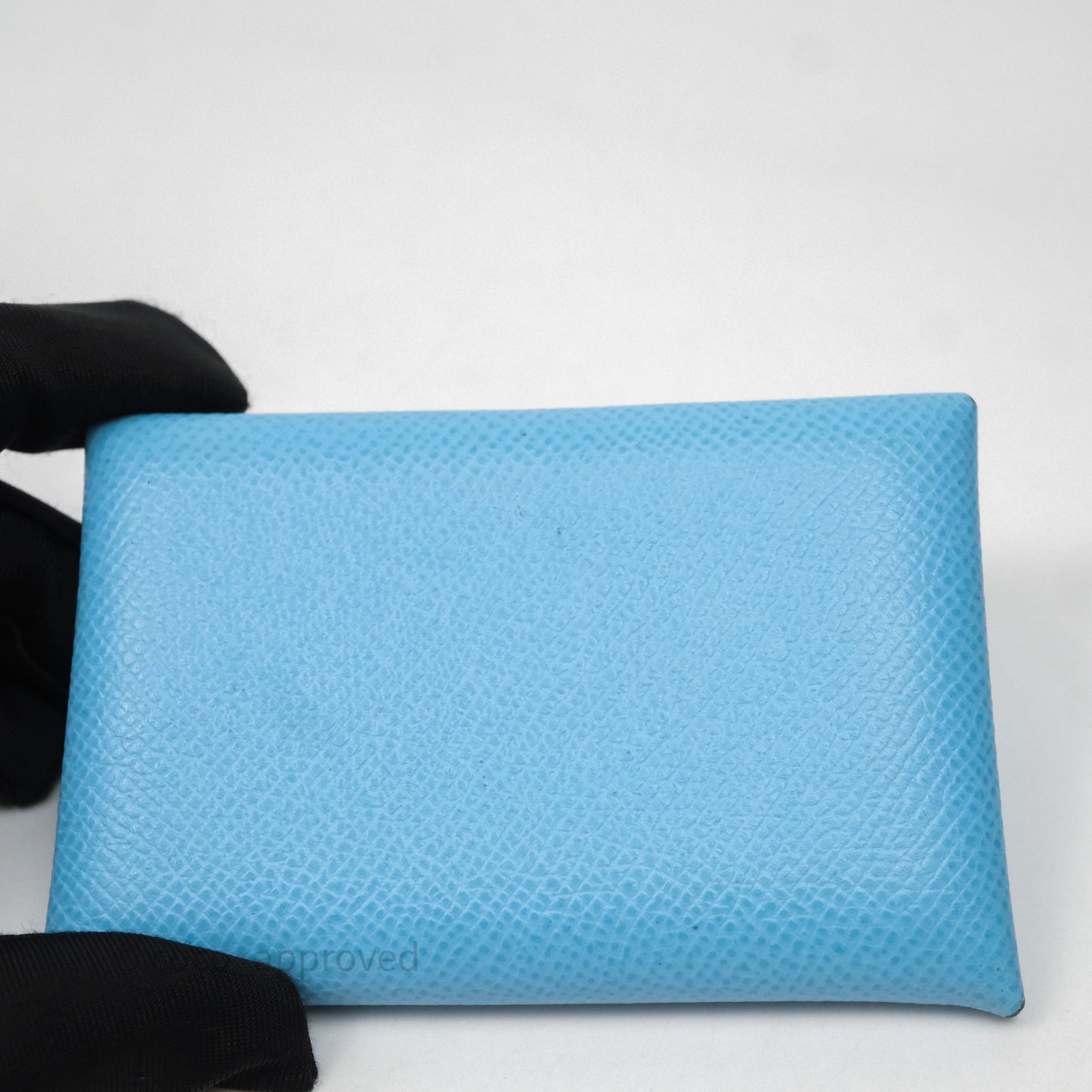 Hermès Calvi Card Holder Celeste 7N Epsom