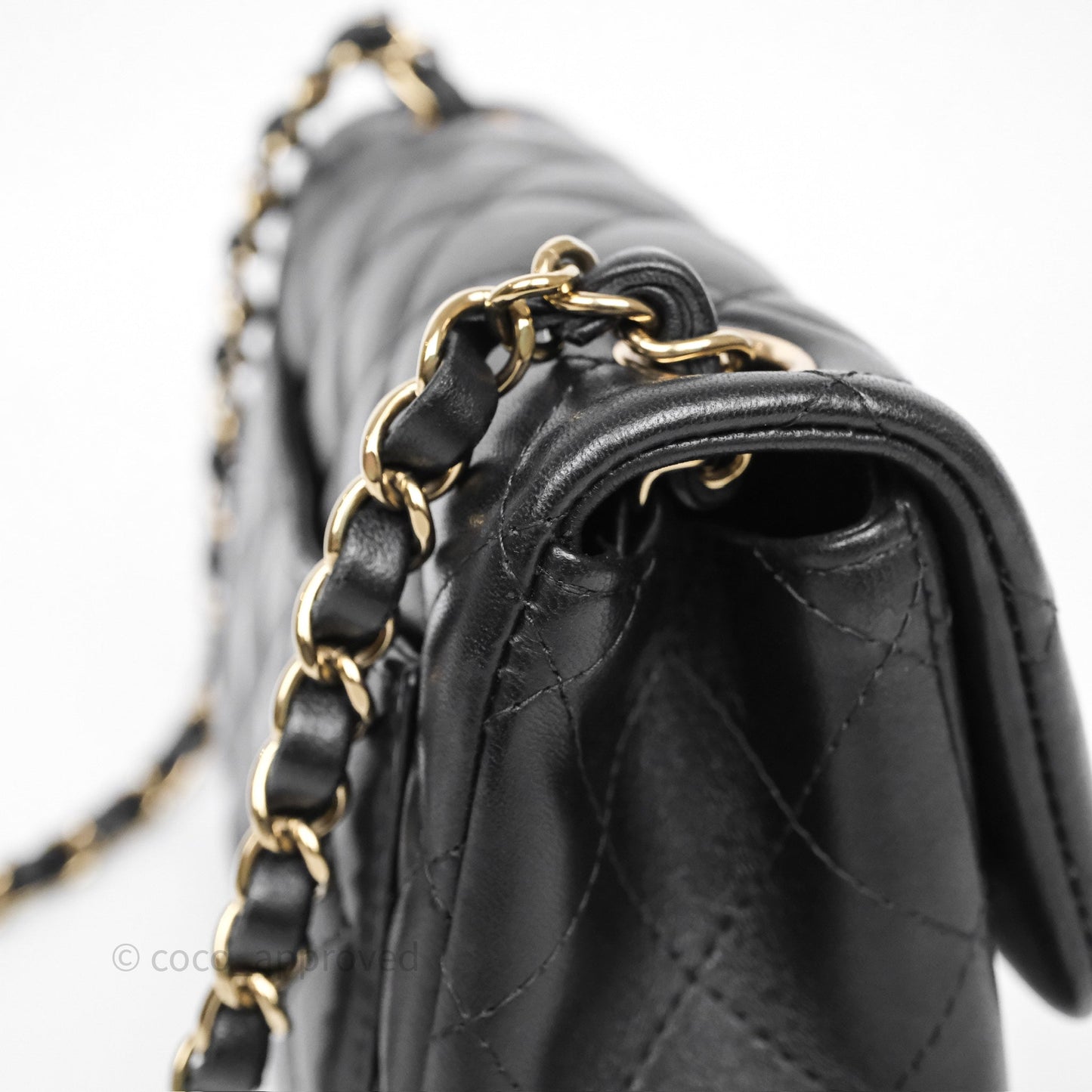 Chanel Mini Square Quilted Black Lambskin Gold Hardware