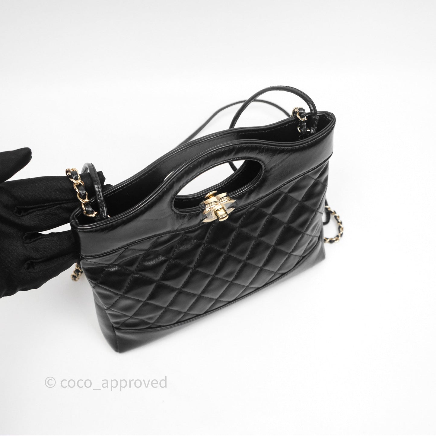 Chanel 31 Mini Black Shiny Lambskin Gold Hardware