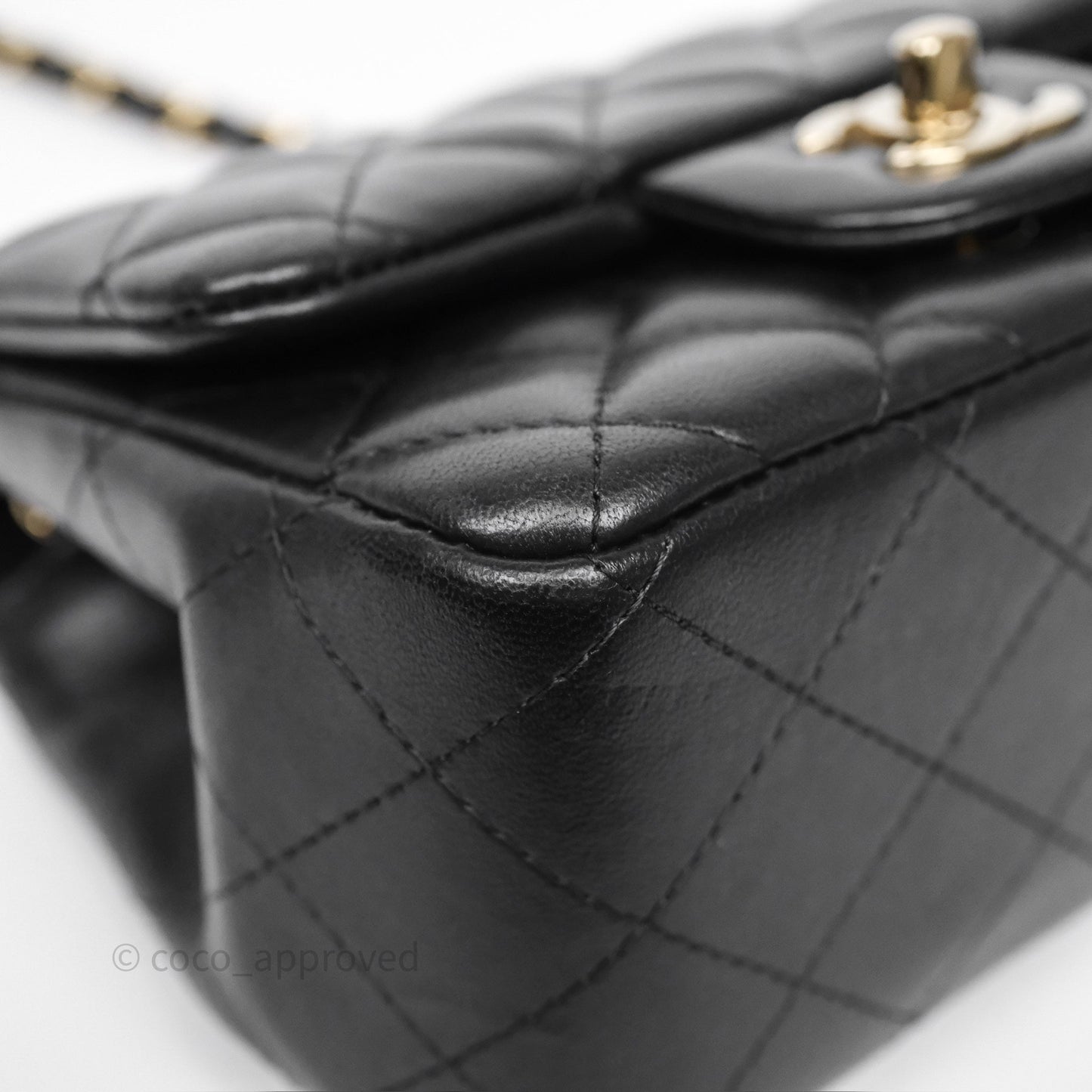Chanel Mini Square Quilted Black Lambskin Gold Hardware