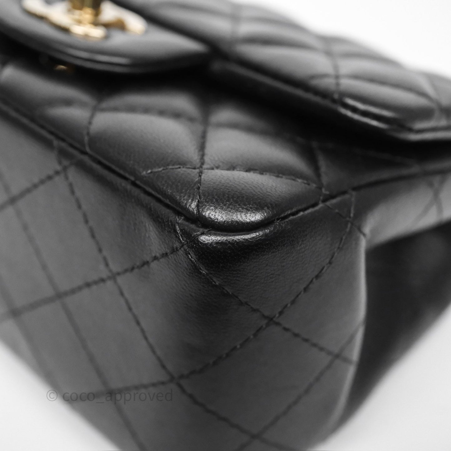 Chanel Mini Square Quilted Black Lambskin Gold Hardware