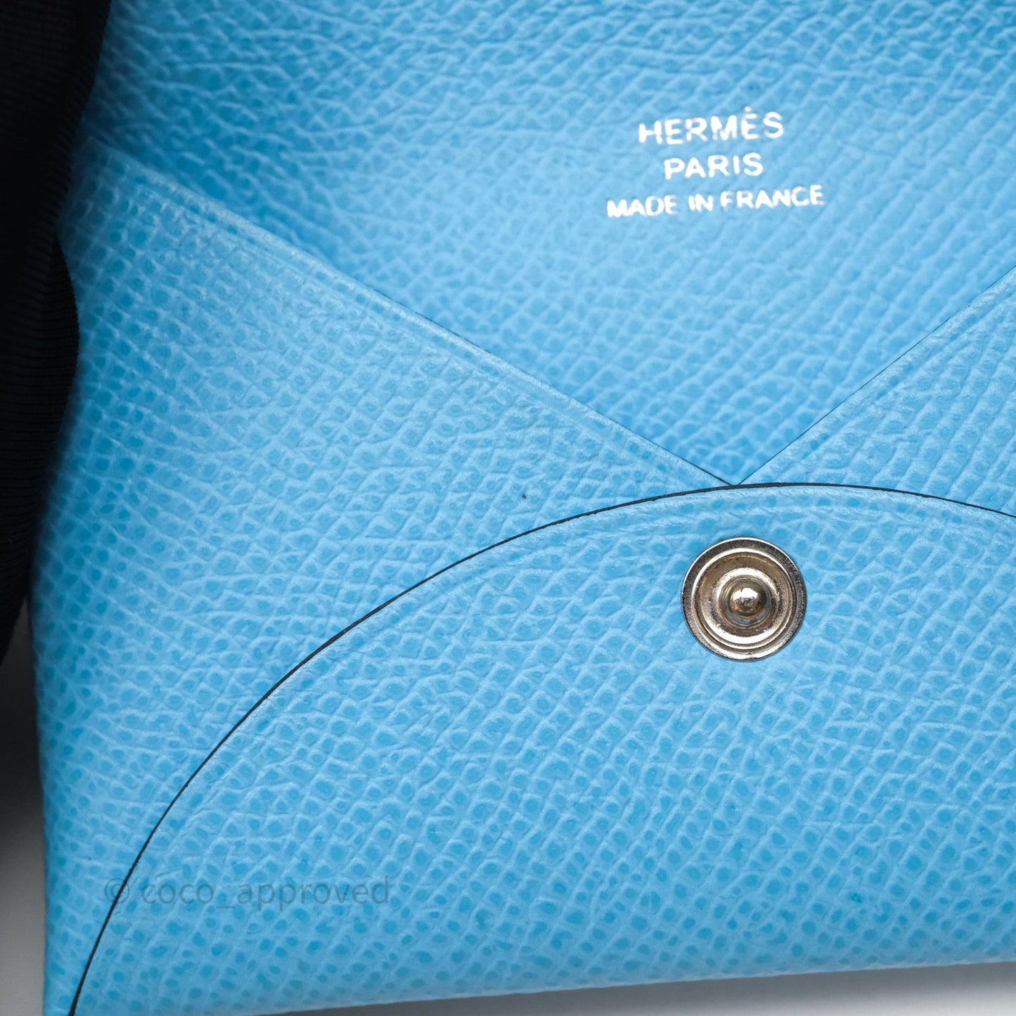 Hermès Calvi Card Holder Celeste 7N Epsom