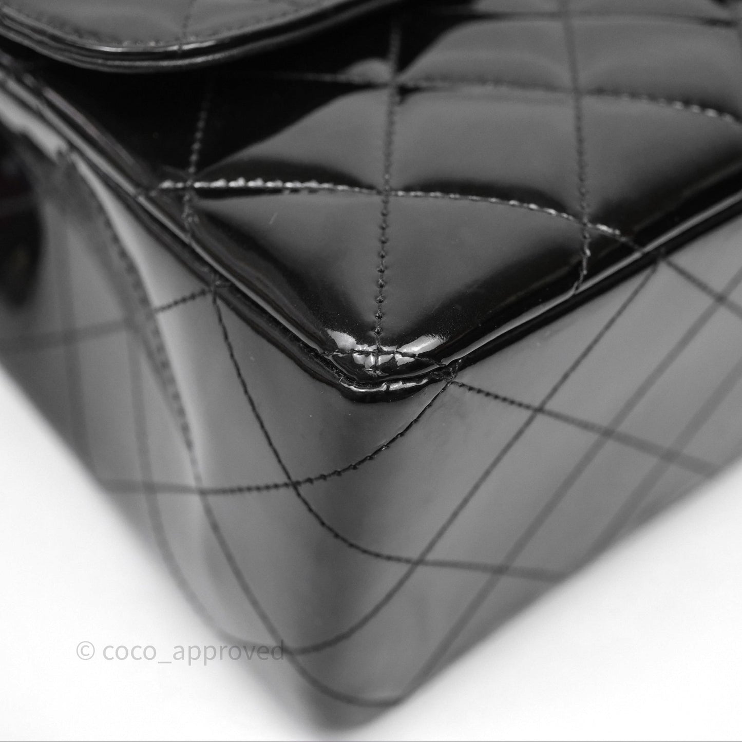 Chanel Jumbo Single Flap Black Patent Silver Hardware⁣⁣