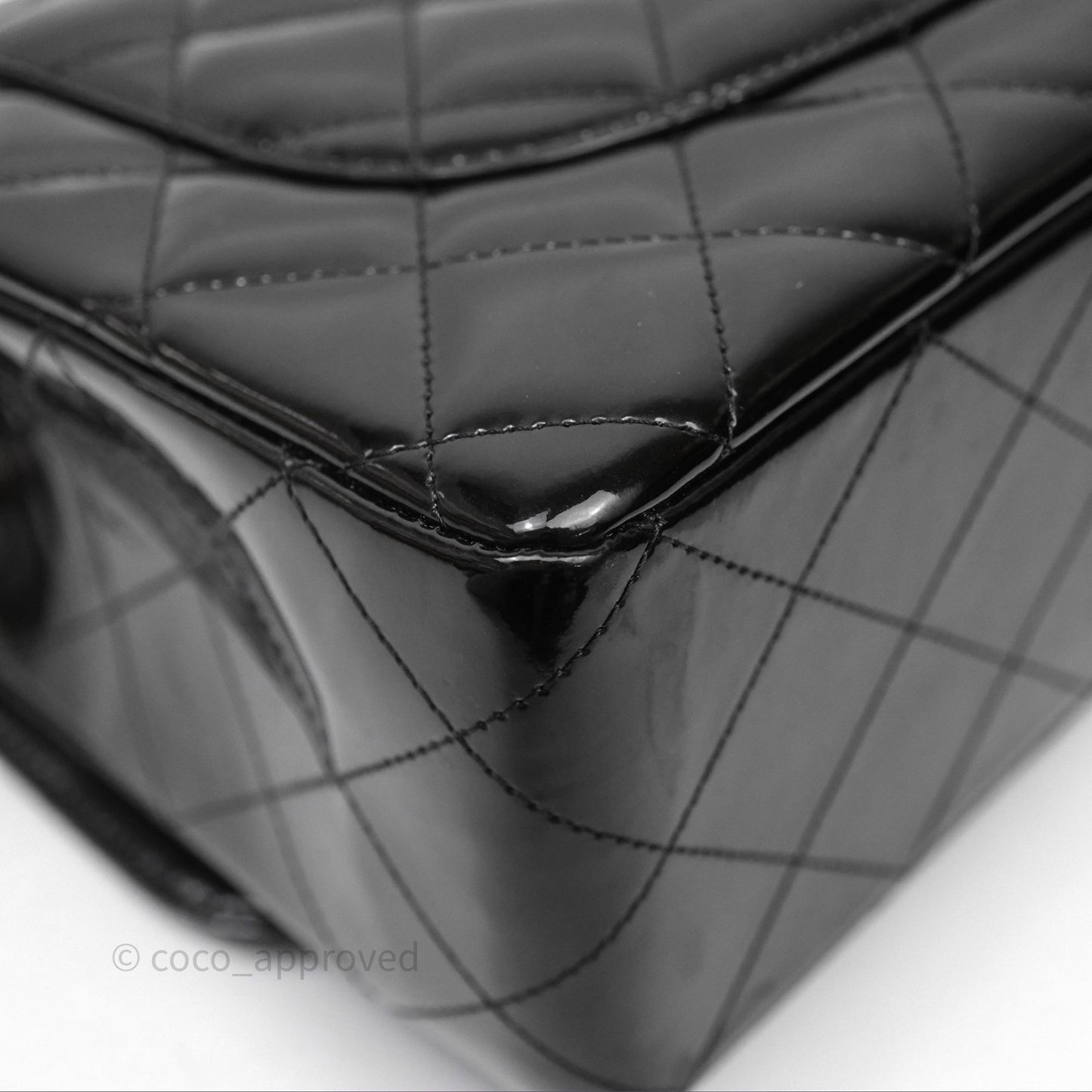 Chanel Jumbo Single Flap Black Patent Silver Hardware⁣⁣