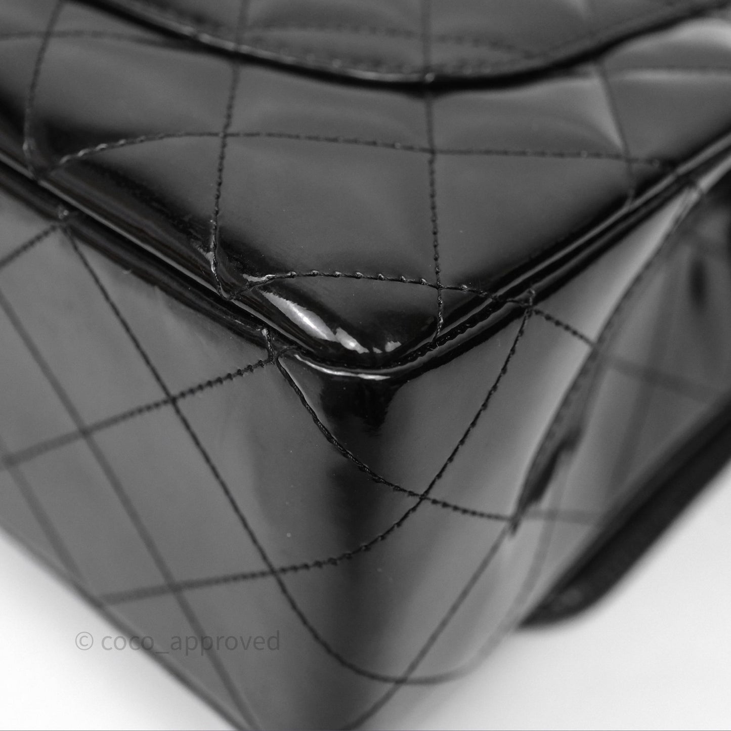 Chanel Jumbo Single Flap Black Patent Silver Hardware⁣⁣