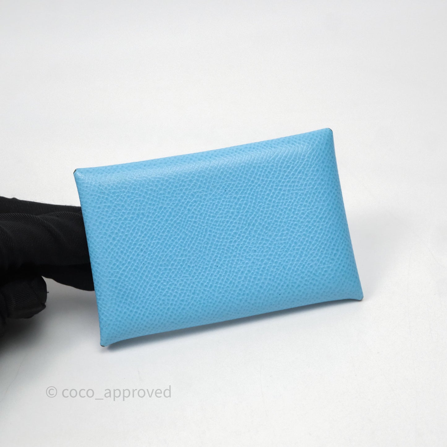 Hermès Calvi Card Holder Celeste 7N Epsom