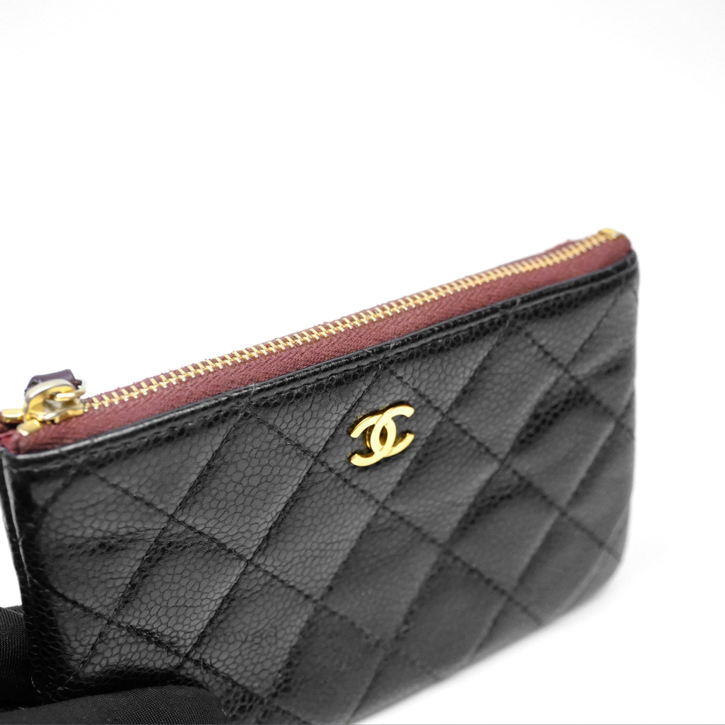 Chanel Quilted Mini O Case Black Caviar Gold Hardware