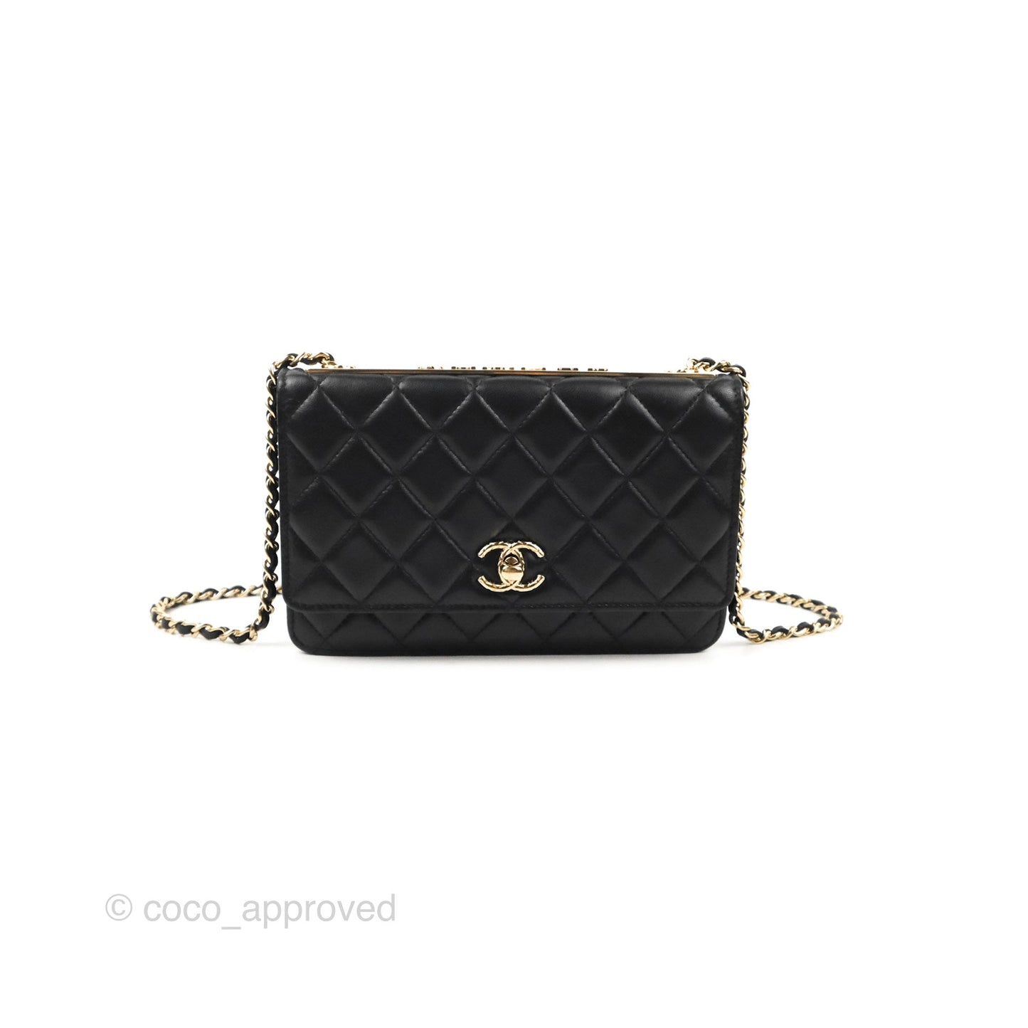 Chanel Quilted Trendy CC Wallet on Chain WOC Black Lambskin Gold Hardware