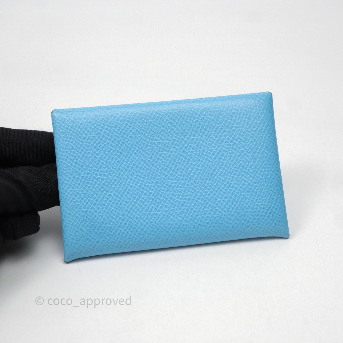 Hermès Calvi Card Holder Celeste 7N Epsom
